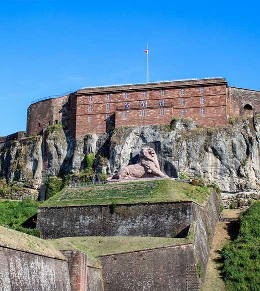 De leeuw van Bartholdi in Belfort, te ontdekken tijdens uw verblijf op de Camping Les Ballastières in de zuidelijke Vogezen