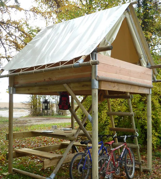 Ongewone tent te huur op Camping Les Ballastières in de Zuidelijke Vogezen